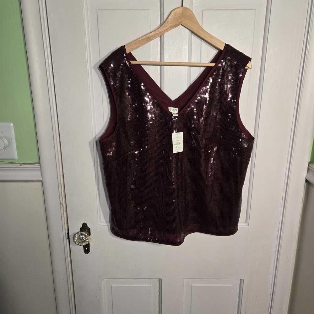 J. Crew Burgundy Sequin Tank Top Size XXL
